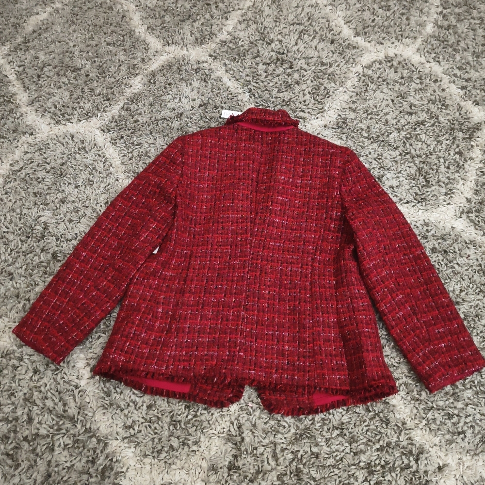 Chico's Red Tweed Blazer Size: 2 - Picture 4 of 6